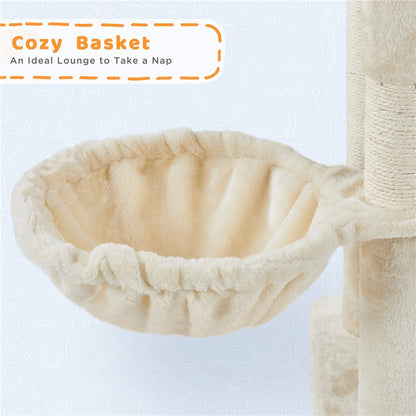 82.5In Multi Level Cat Tree for Large Cat Tower with Condo and Scratching Post