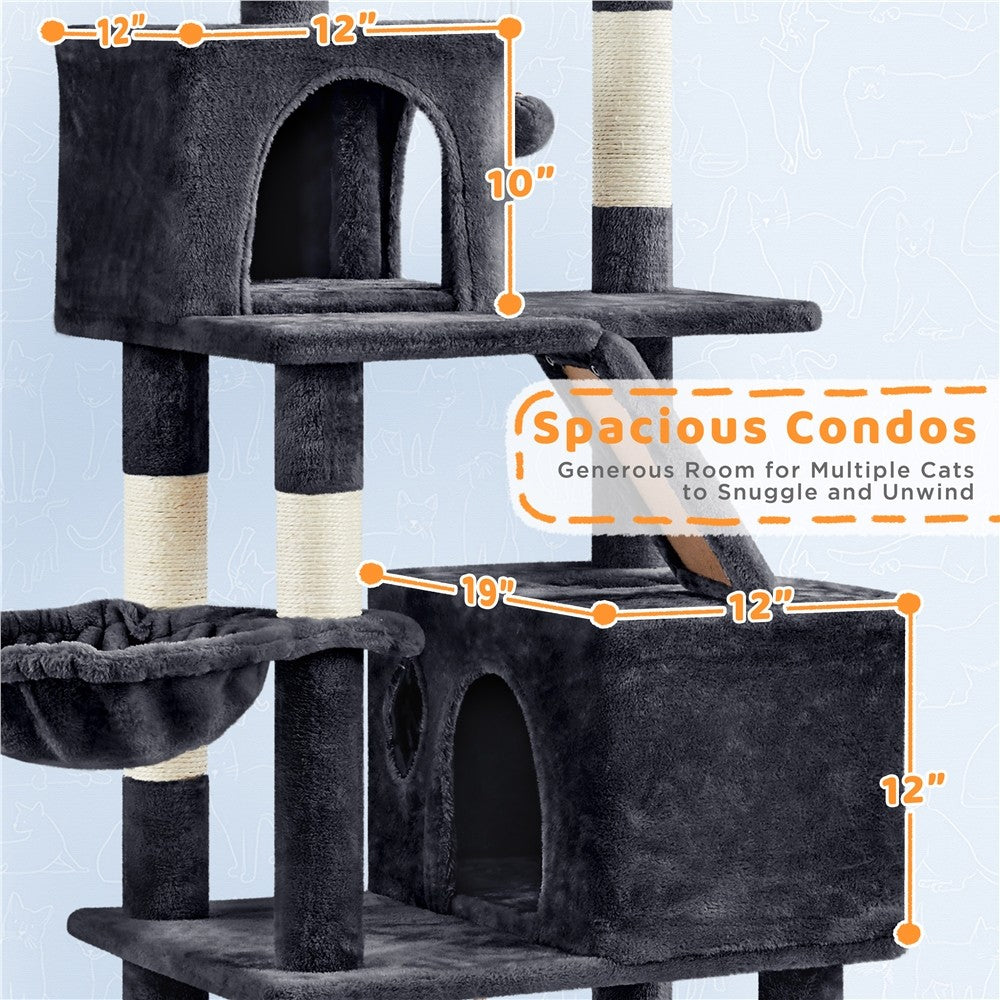 82.5In Multi Level Cat Tree for Large Cat Tower with Condo and Scratching Post