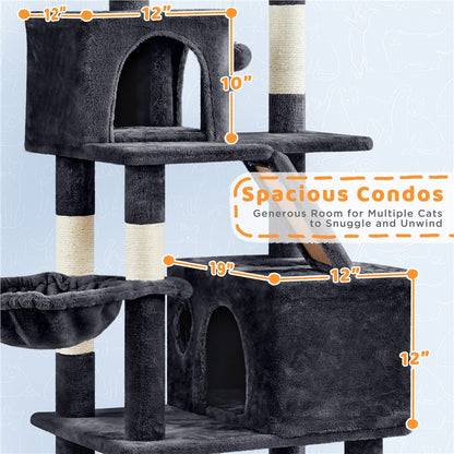 82.5In Multi Level Cat Tree for Large Cat Tower with Condo and Scratching Post