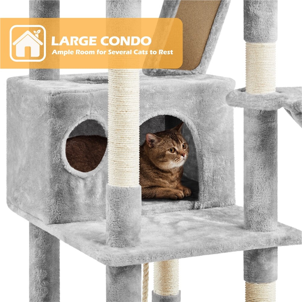 82.5In Multi Level Cat Tree for Large Cat Tower with Condo and Scratching Post