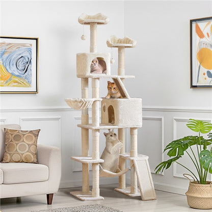 82.5In Multi Level Cat Tree for Large Cat Tower with Condo and Scratching Post