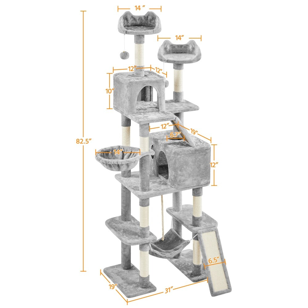 82.5In Multi Level Cat Tree for Large Cat Tower with Condo and Scratching Post