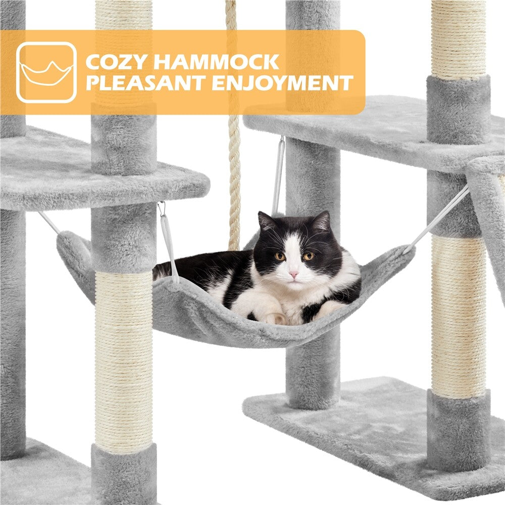 82.5In Multi Level Cat Tree for Large Cat Tower with Condo and Scratching Post