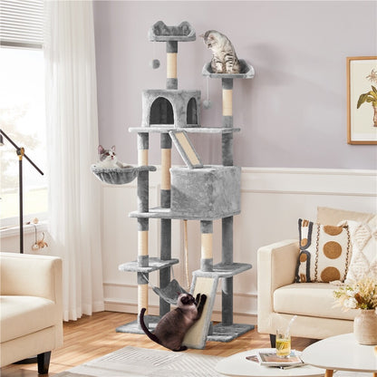 82.5In Multi Level Cat Tree for Large Cat Tower with Condo and Scratching Post